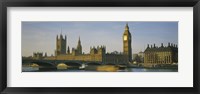 Framed Barge in a river, Thames River, Big Ben, City Of Westminster, London, England