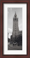 Framed Group of people walking near a church, La Giralda, Seville Cathedral, Seville, Seville Province, Andalusia, Spain