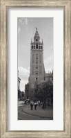 Framed Group of people walking near a church, La Giralda, Seville Cathedral, Seville, Seville Province, Andalusia, Spain