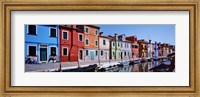 Framed Houses at the waterfront, Burano, Venetian Lagoon, Venice, Italy