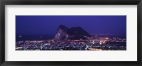 Framed High angle view of a city lit up at night, Rock Of Gibraltar, Andalusia, Spain
