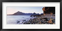 Framed Rocks on the beach, Elgol Beach, Elgol, view of Cuillins Hills, Isle Of Skye, Scotland