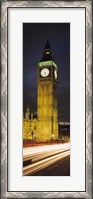 Framed Clock tower lit up at night, Big Ben, Houses of Parliament, Palace of Westminster, City Of Westminster, London, England
