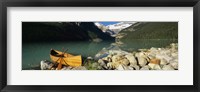 Framed Canoe at the lakeside, Lake Louise, Banff National Park, Alberta, Canada