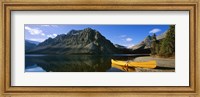 Framed Canoe at the lakeside, Bow Lake, Banff National Park, Alberta, Canada