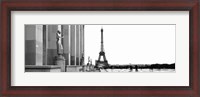 Framed Statues at a palace with a tower in the background, Eiffel Tower, Place Du Trocadero, Paris, Ile-De-France, France