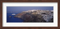 Framed Aerial view of a town, Santorini, Greece