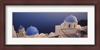 Framed High angle view of blue domed church at the coast, Oia, Santorini, Greece