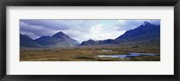 Framed Misty mountain landscape, Glen Sligachan, Isle of Skye, Scotland.