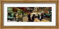Framed Customers buying fish in a fish market, Tsukiji Fish Market, Tsukiji, Tokyo Prefecture, Kanto Region, Japan