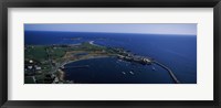 Framed Sakonnet Point Lighthouse in the distance, Little Compton, Rhode Island, USA