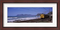 Framed Train on railroad tracks, False Bay, Cape Town, Western Cape Province, Republic of South Africa