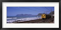 Framed Train on railroad tracks, False Bay, Cape Town, Western Cape Province, Republic of South Africa