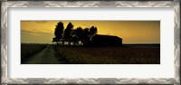 Framed Silhouette of a farmhouse at sunset, Polesine, Veneto, Italy
