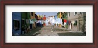 Framed Clothesline in a street, Burano, Veneto, Italy