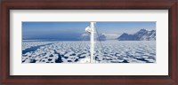 Framed Ship in the ocean with a mountain range in the background, Bellsund, Spitsbergen, Svalbard Islands, Norway