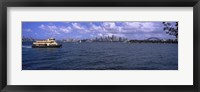 Framed Ferry in the sea with a bridge in the background, Sydney Harbor Bridge, Sydney Harbor, Sydney, New South Wales, Australia