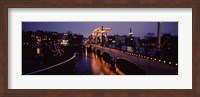 Framed Bridge lit up at night, Magere Brug, Amsterdam, Netherlands