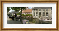 Framed Flea market at a canal, Dijver Canal, Bruges, West Flanders, Belgium