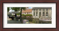 Framed Flea market at a canal, Dijver Canal, Bruges, West Flanders, Belgium