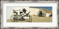 Framed Horse cart in front of a hotel, Hotel Cortijo El Esparragal, Gerena, Seville, Seville Province, Andalusia, Spain