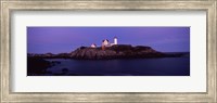 Framed Lighthouse on the coast at dusk, Nubble Lighthouse, York, York County, Maine