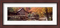 Framed Glade Creek Grist Mill with Autumn Trees, Babcock State Park, West Virginia