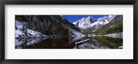 Framed Reflection of a mountain in a lake, Maroon Bells, Aspen, Colorado