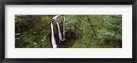 Framed High angle view of a waterfall in a forest, Triple Falls, Columbia River Gorge, Oregon (horizontal)