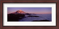 Framed Sea of clouds with mountains in the background, Mt Rainier, Pierce County, Washington State, USA