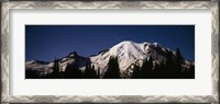 Framed Star trails over mountains, Mt Rainier, Washington State, USA
