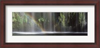 Framed Rainbow formed in front of waterfall in a forest, near Dunsmuir, California