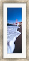 Framed Water surf under a suspension bridge, Golden Gate Bridge, San Francisco Bay, San Francisco, California, USA