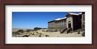 Framed Abandoned hospital in a mining town, Kolmanskop, Namib desert, Karas Region, Namibia