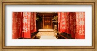 Framed Entrance of a shrine lined with flags, Tokyo Prefecture, Japan