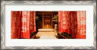 Framed Entrance of a shrine lined with flags, Tokyo Prefecture, Japan