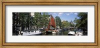 Framed Boats in a channel, Amsterdam, Netherlands