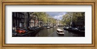 Framed Close up of Boats in a canal, Amsterdam, Netherlands