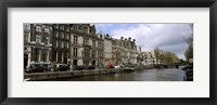 Framed Cars Parked along a Canal, Amsterdam, Netherlands