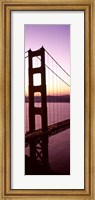 Framed Suspension bridge at sunrise, Golden Gate Bridge, San Francisco Bay, San Francisco, California (vertical)