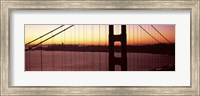Framed Suspension bridge at sunrise, Golden Gate Bridge, San Francisco Bay, San Francisco, California (horizontal)