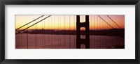 Framed Suspension bridge at sunrise, Golden Gate Bridge, San Francisco Bay, San Francisco, California (horizontal)