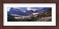 Framed Snow on mountain range, US Glacier National Park, Montana, USA