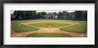 Framed Baseball diamond looked through the net, Doubleday Field, Cooperstown, Venango County, Pennsylvania, USA