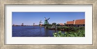 Framed Open air museum at the waterfront, Zaanse Schans, Zaanstad, North Holland, Netherlands