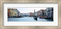 Framed Buildings at the waterfront, Rialto Bridge, Grand Canal, Venice, Veneto, Italy