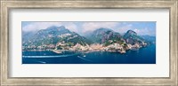 Framed Aerial view of towns, Amalfi, Atrani, Amalfi Coast, Salerno, Campania, Italy