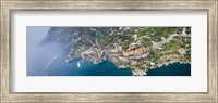 Framed Aerial view of a town, Atrani, Amalfi Coast, Salerno, Campania, Italy