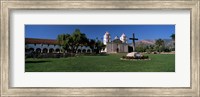 Framed Cross with a church in the background, Mission Santa Barbara, Santa Barbara, California, USA