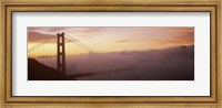 Framed Golden Gate Bridge covered with fog, San Francisco, California